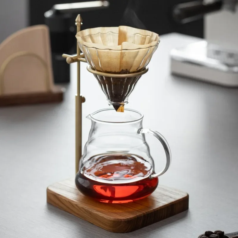 Coffee Equipment Filter - HeMu Massivholz-Messing-Handkaffeefilterhalter, Verstellbarer Massivholzsockel, Kaffeefilterhalter, Kaffee-Zubehör